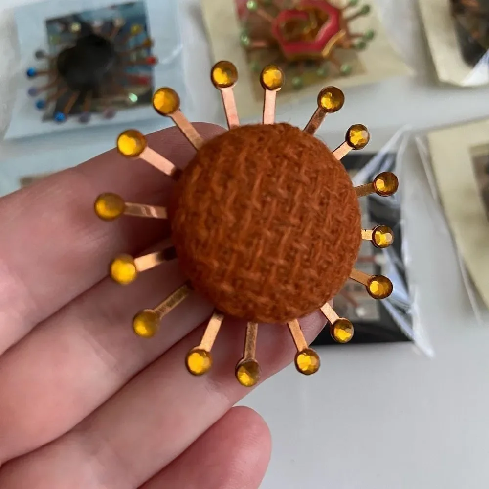 Upcycled Atomic Starburst Refrigerator Magnet Buttons Rhinestones